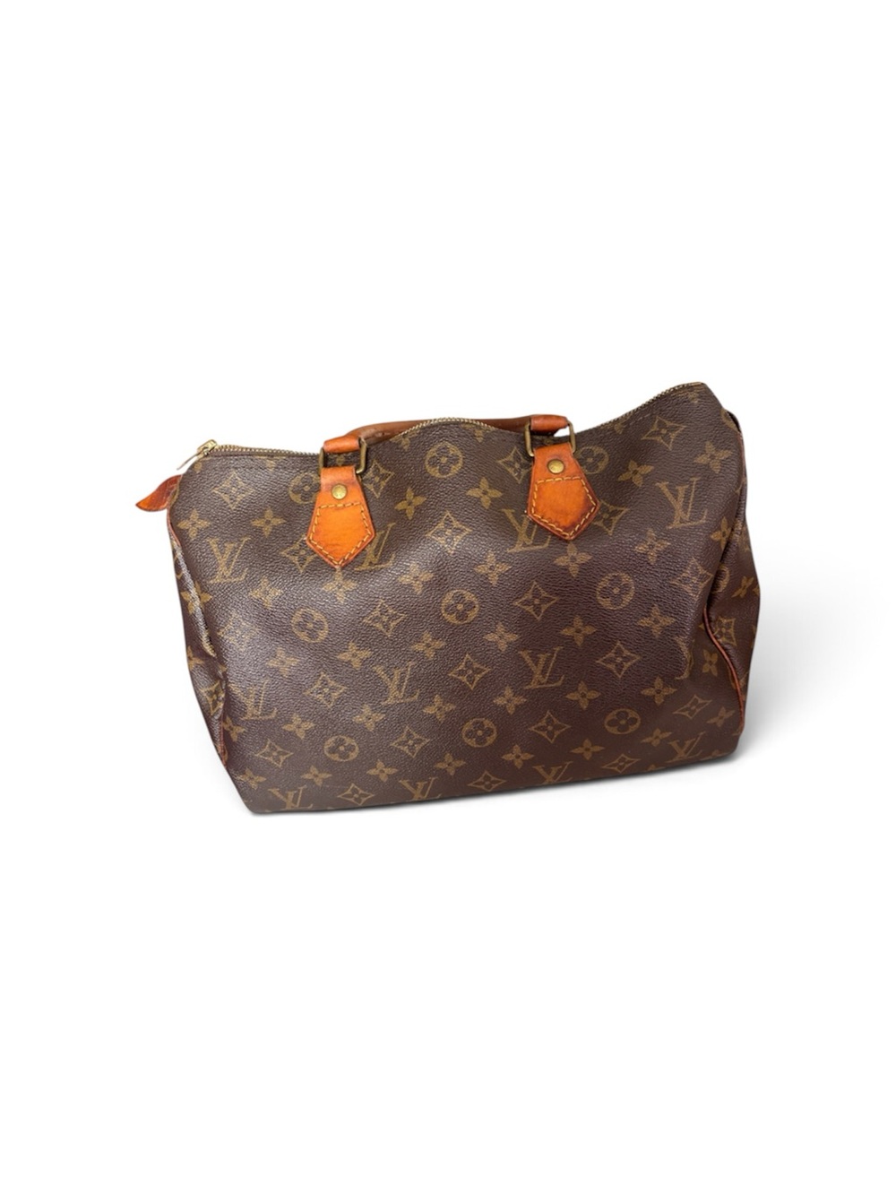 Louis Vuitton Monogram Canvas Speedy 30 Satchel with Tan Leather Trim VI0942